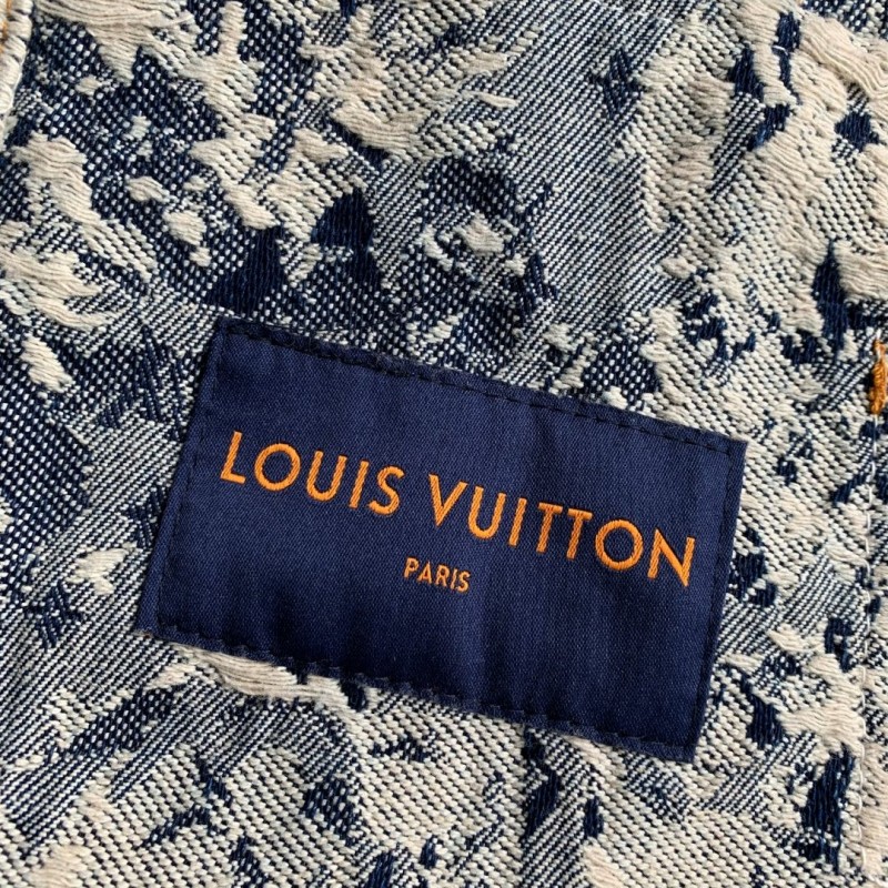 L0*is V*t0n Classic Logo printed all over patchwork denim jacket