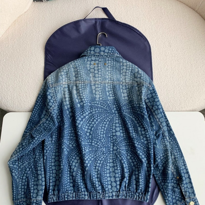 L0*is V*t0n Classic Logo printed all over patchwork denim jacket