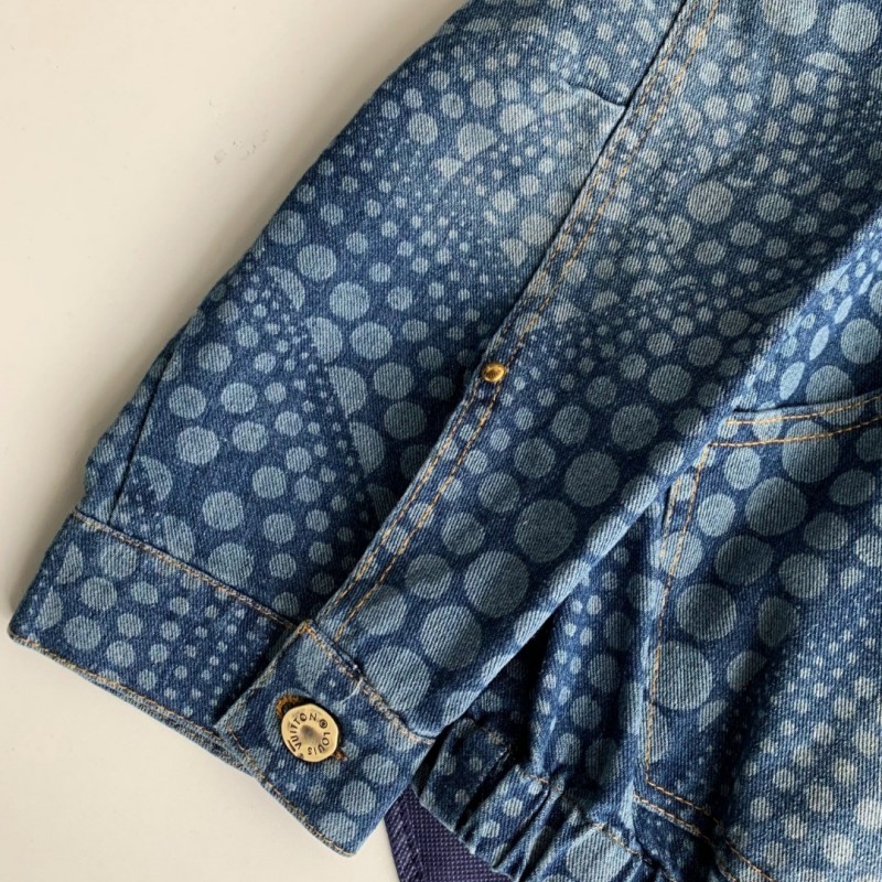 L0*is V*t0n Classic Logo printed all over patchwork denim jacket