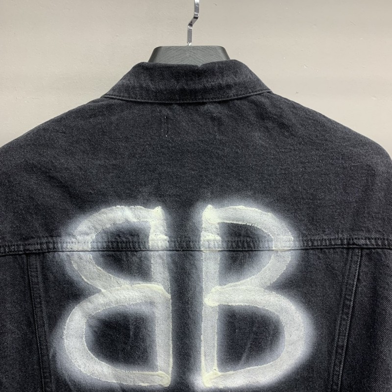 Ba*len*cia*ga BB letter denim jacket