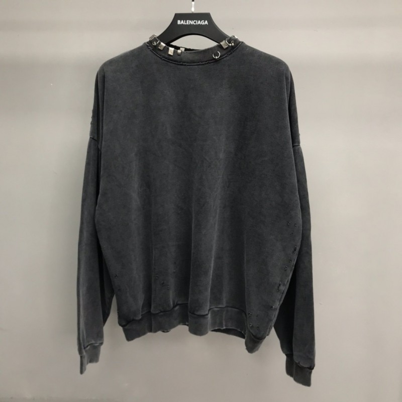 Ba*len*cia*ga neckline hardware perforated hoodie