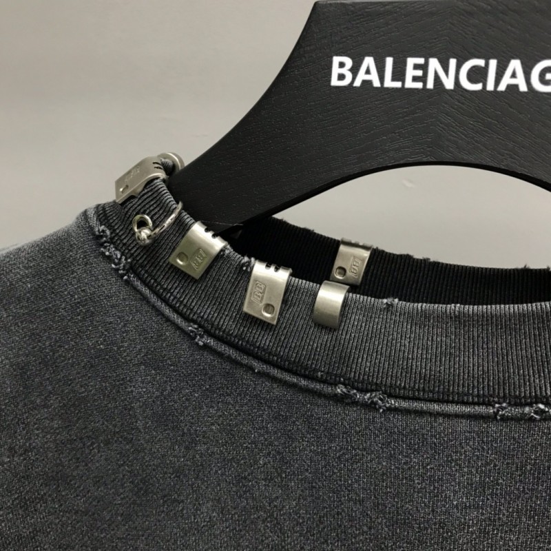 Ba*len*cia*ga neckline hardware perforated hoodie