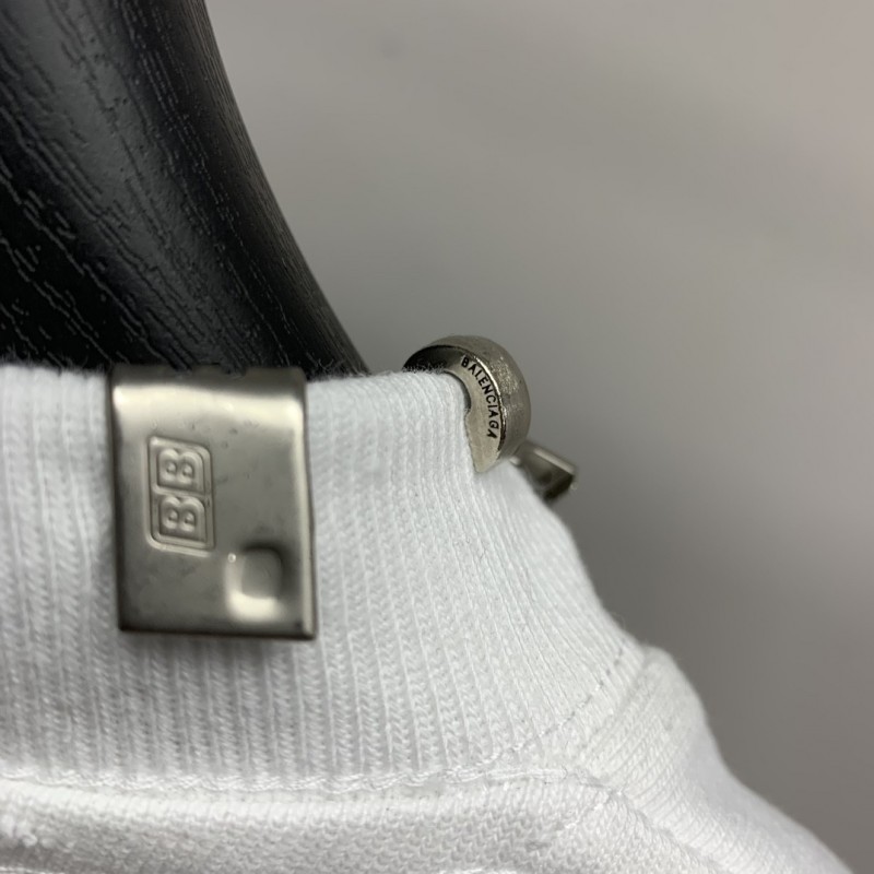 Ba*len*cia*ga neckline hardware perforated T-shirt