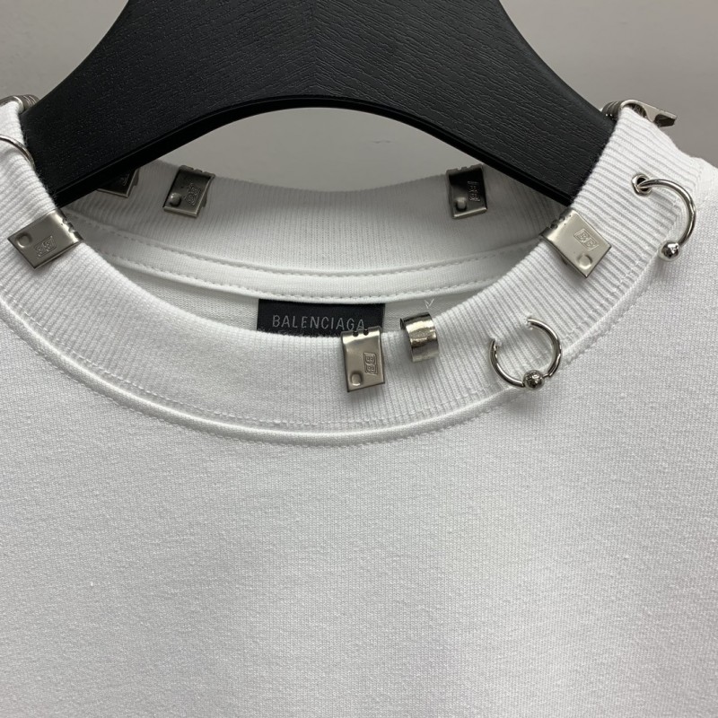 Ba*len*cia*ga neckline hardware perforated T-shirt