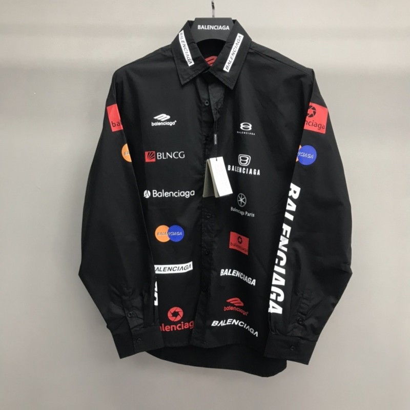 Ba*len*cia*ga LOGO LOGO racing style long sleeve shirt