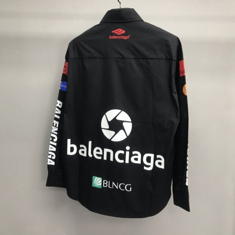 Ba*len*cia*ga LOGO LOGO racing style long sleeve shirt