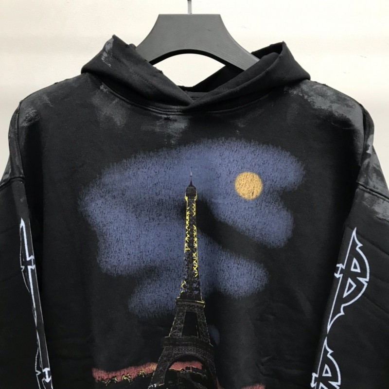 Ba*len*cia*ga Paris tower mud dyed hoodie