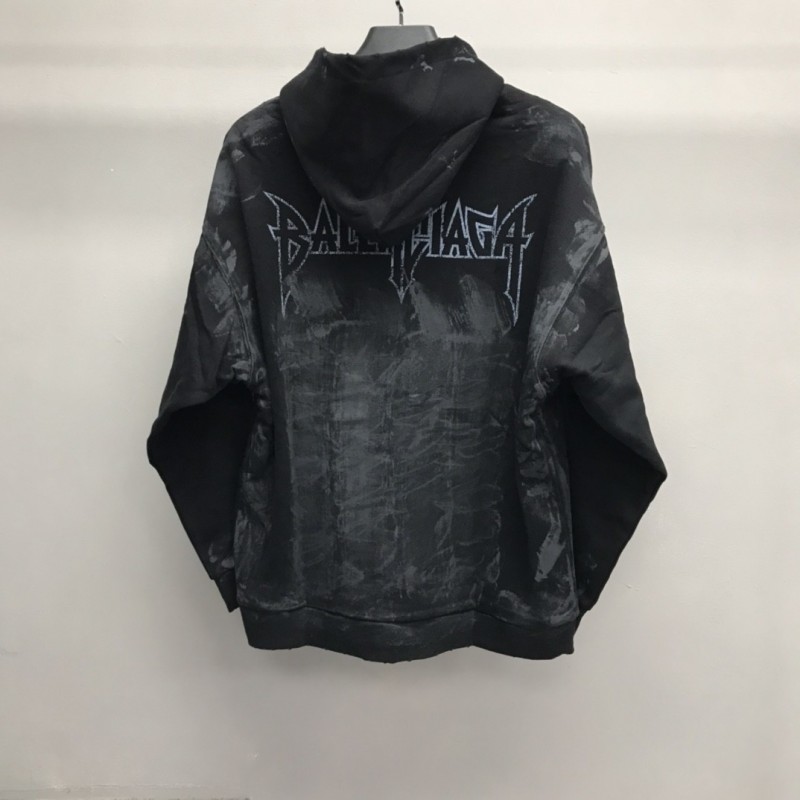 Ba*len*cia*ga Paris tower mud dyed hoodie