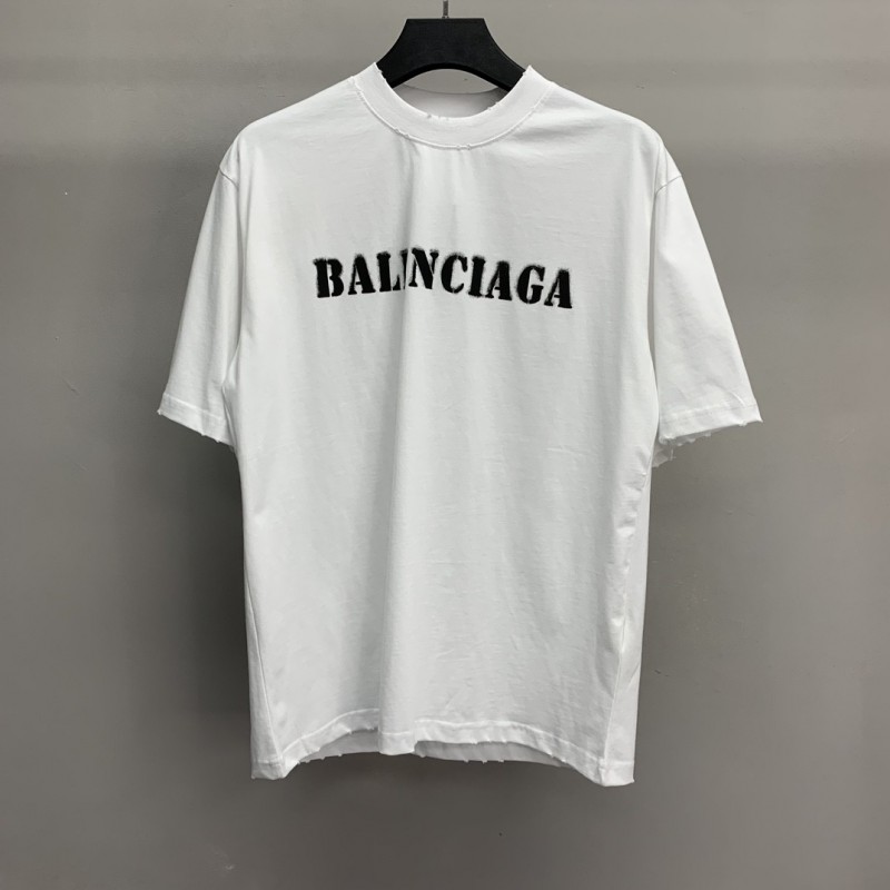 Ba*len*cia*ga front and back T-shirt with blurred letters