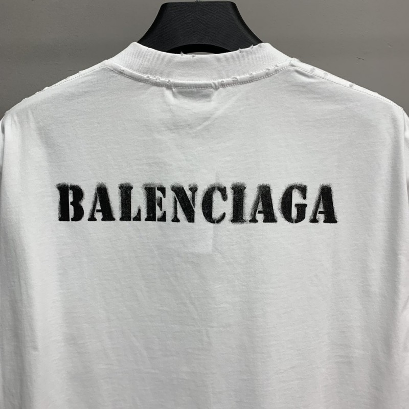 Ba*len*cia*ga front and back T-shirt with blurred letters