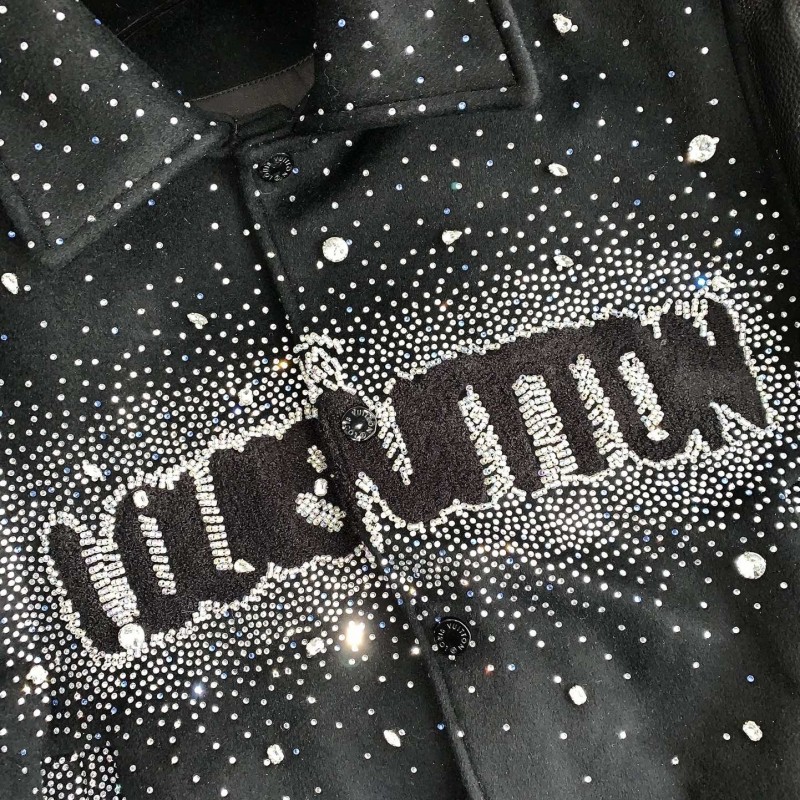 L0*is V*t0n FW23 lettered beaded embroidered leather jacket