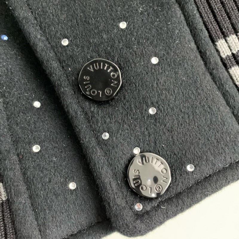 L0*is V*t0n FW23 lettered beaded embroidered leather jacket