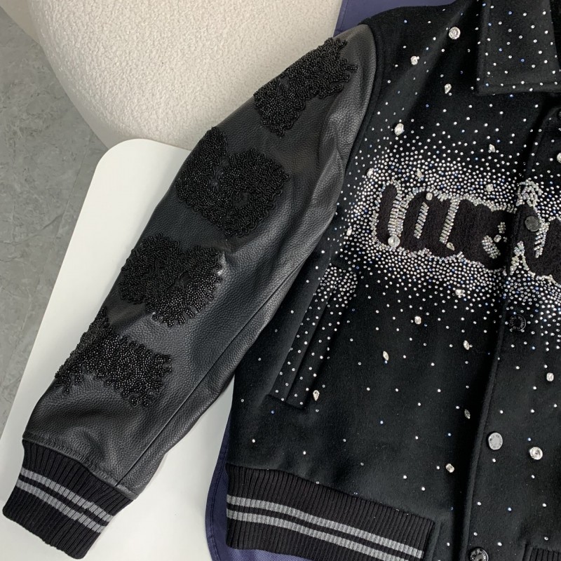 L0*is V*t0n FW23 lettered beaded embroidered leather jacket