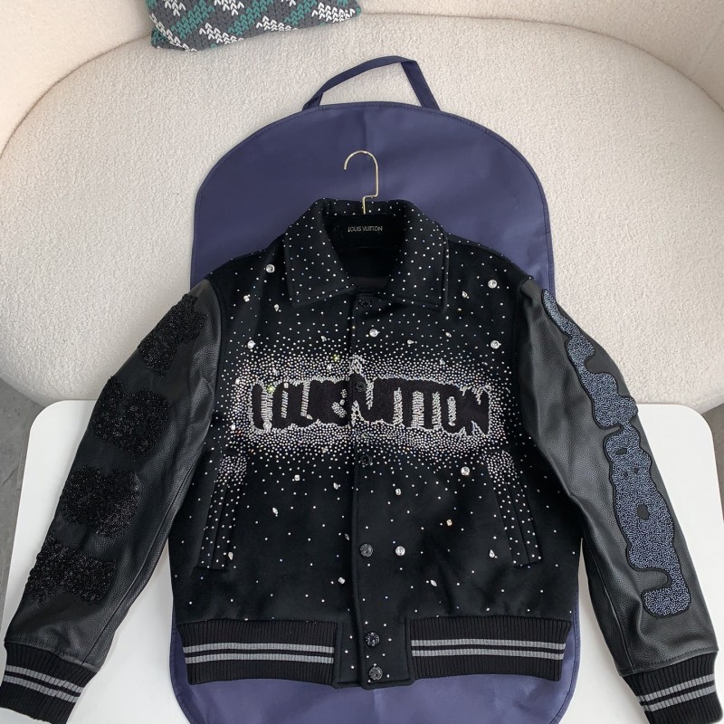 L0*is V*t0n FW23 lettered beaded embroidered leather jacket