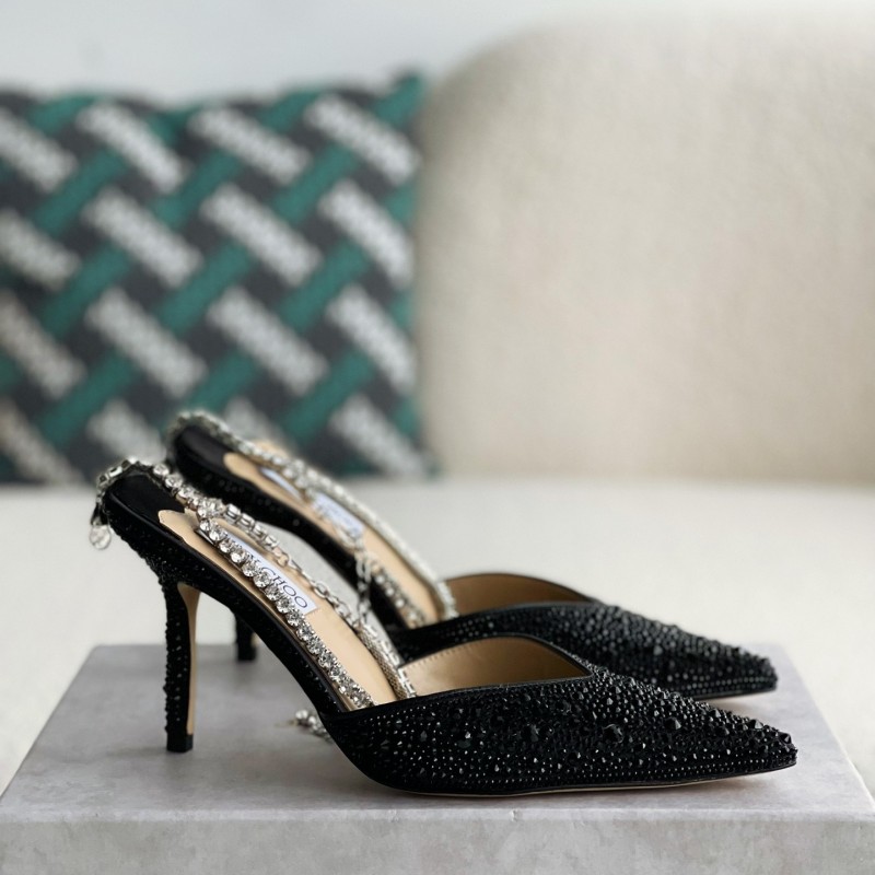 Ji*y Ch*Saeda 100 Lady Crystal Chain Heels JC