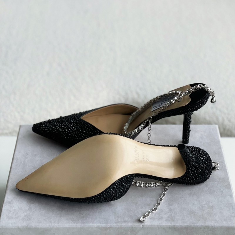 Ji*y Ch*Saeda 100 Lady Crystal Chain Heels JC
