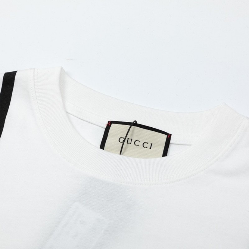 G*u*i  23SS double G vertical stripe foam printed t-shirt