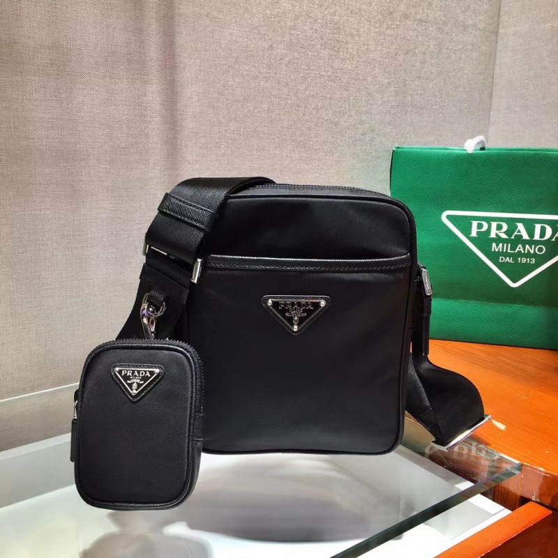 Pra*a Re-Nylon recycled nylon and saffiano leather shoulder bag