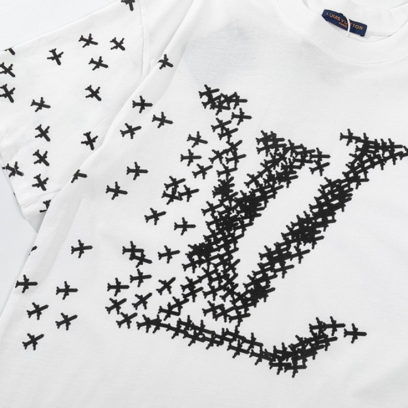 L0*is V*t0n 23ss small plane full print pattern gold classic T-shirt