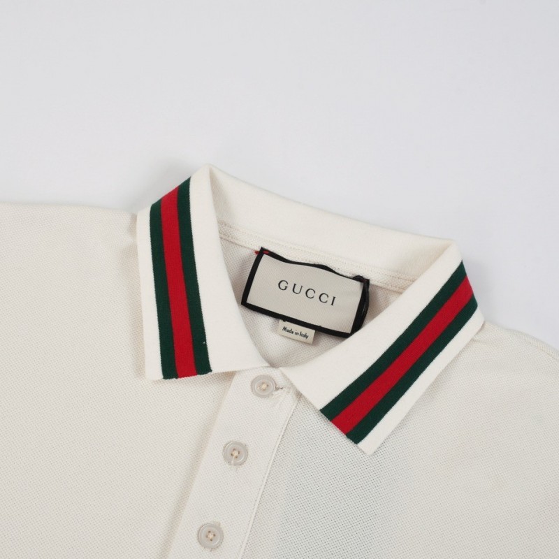 G*u*i Embroidered lapel POLO on left chest