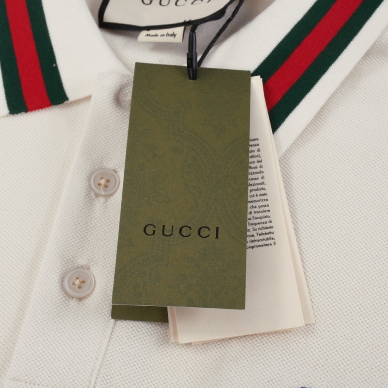G*u*i Embroidered lapel POLO on left chest