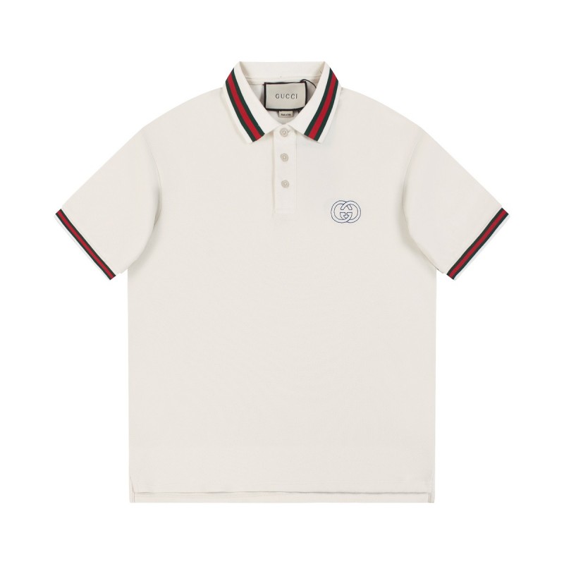G*u*i Embroidered lapel POLO on left chest