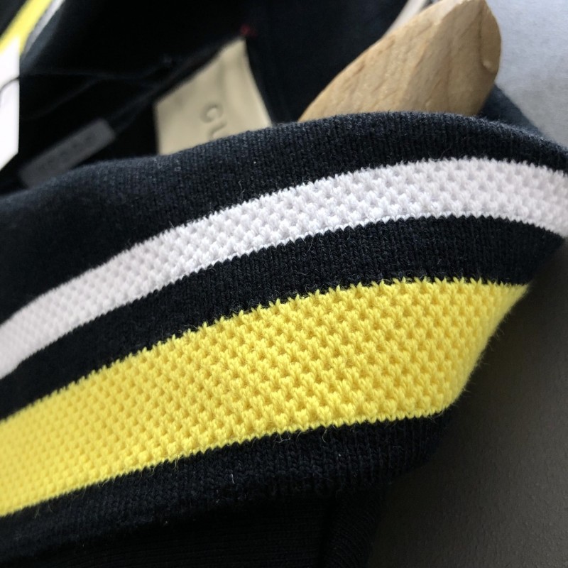 G*u*i Floral neckline embroidered polo shirt with cartoon lettering