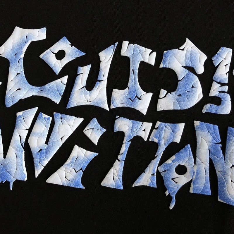 L0*is V*t0n Three-dimensional foam letter doodle round-neck t-shirt