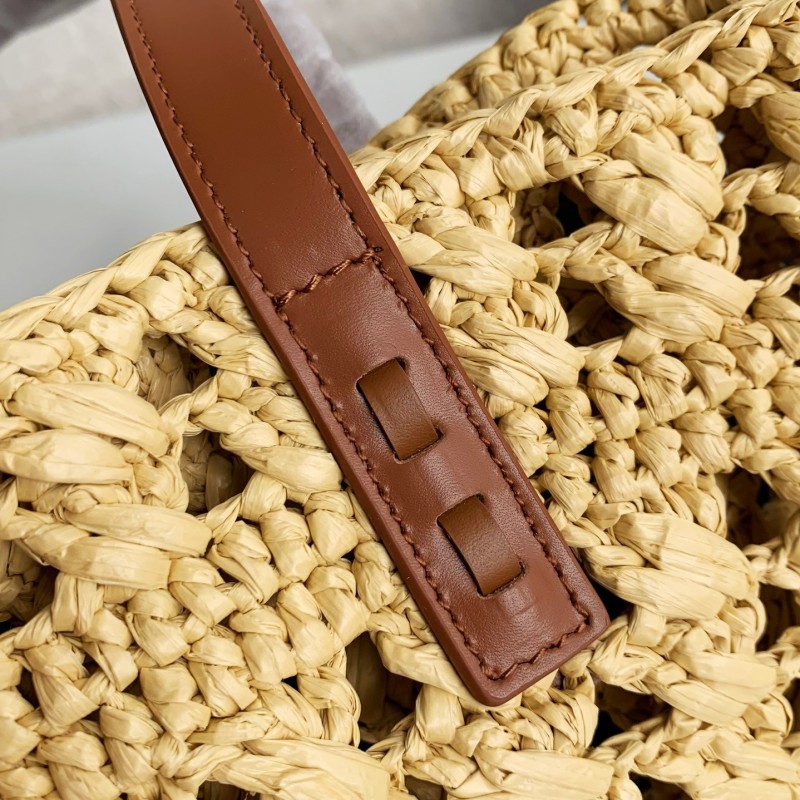 Y*L Raffia patchwork cow leather woven single shoulder handbag Size:42*20*22cm