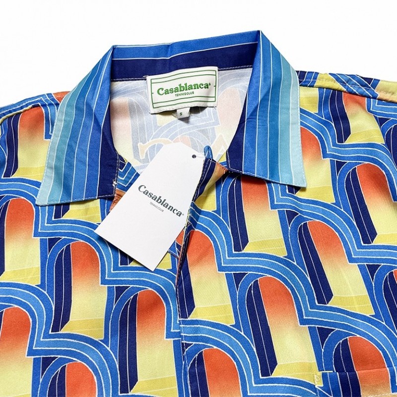 Casablanca Dream Gate, White twill silk short sleeve shirt