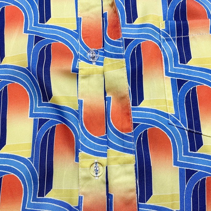 Casablanca Dream Gate, White twill silk short sleeve shirt