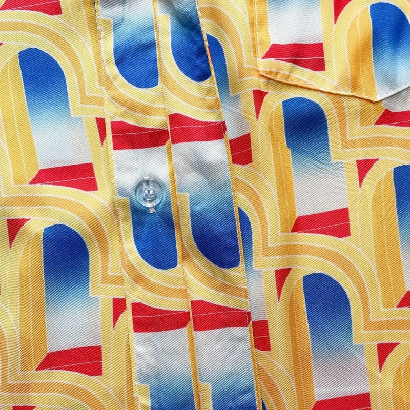 Casablanca Dream Gate, White twill silk short sleeve shirt