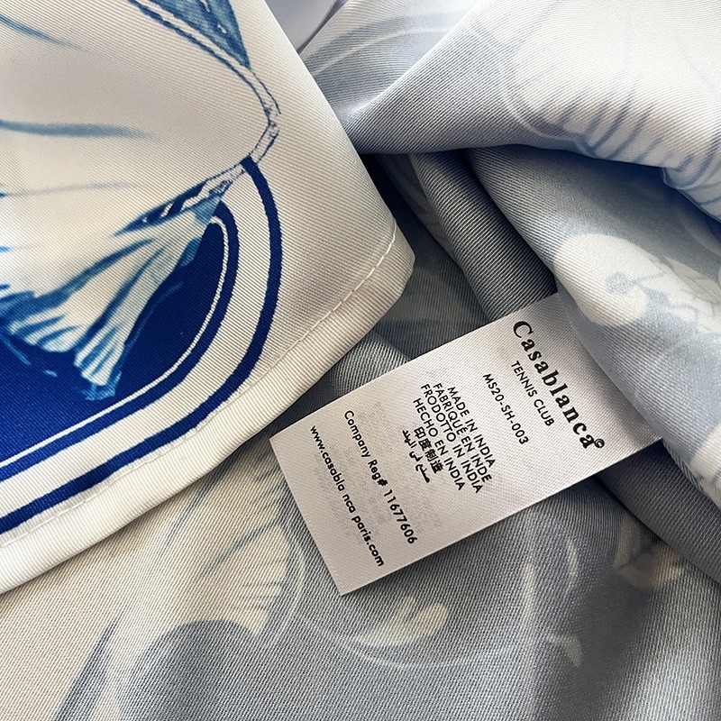 Casablanca 23SS Blue Marble Swan Hawaiian long sleeve shirt