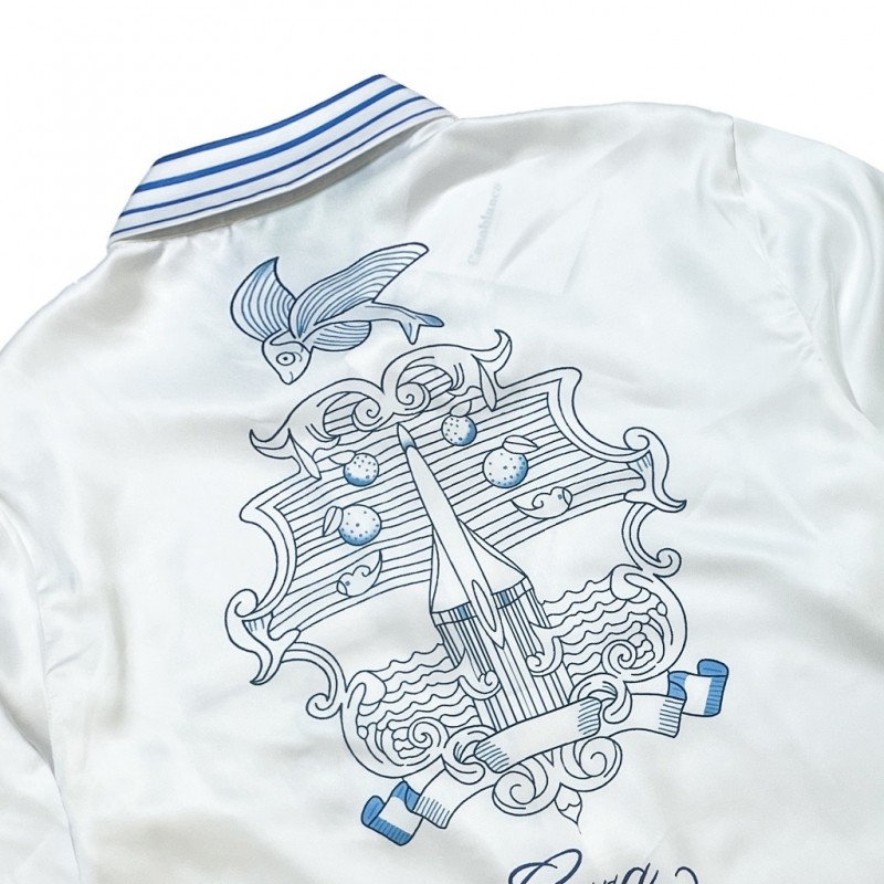 Casablanca White blue flying fish, Sicily, long sleeve shirt