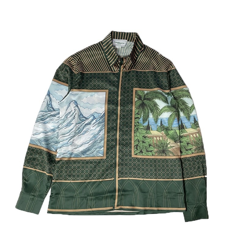 Casablanca Alchemy print sun and moon sign totem silk long-sleeved shirt