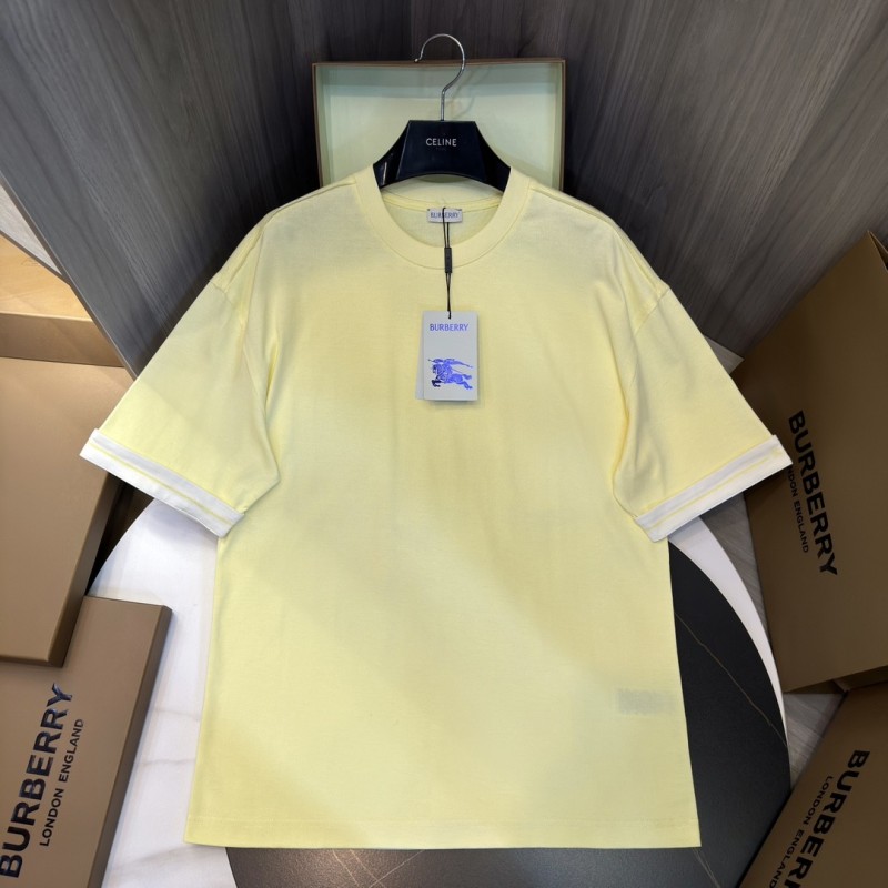 B**rry 2024ss the latest white cloth cuffs stitching small war horse printed cotton t-shirt