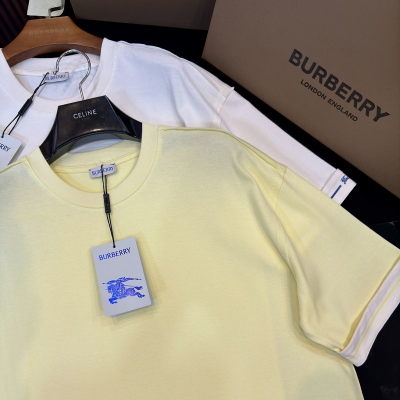 B**rry 2024ss the latest white cloth cuffs stitching small war horse printed cotton t-shirt