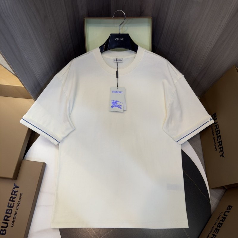 B**rry 2024ss the latest white cloth cuffs stitching small war horse printed cotton t-shirt