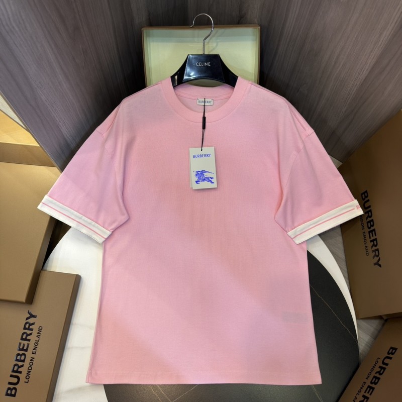 B**rry 2024ss the latest white cloth cuffs stitching small war horse printed cotton t-shirt