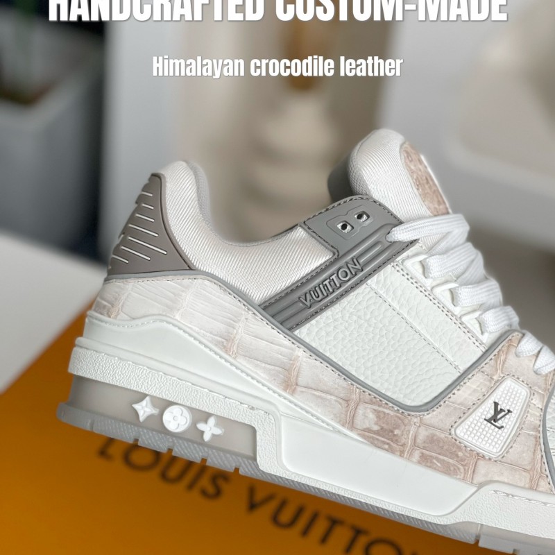 【Handmade Custom】L0*is V*t0n Himalayan Crocodile Leather Trainer Sneakers