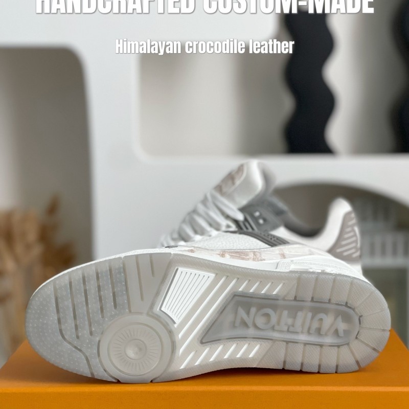 【Handmade Custom】L0*is V*t0n Himalayan Crocodile Leather Trainer Sneakers