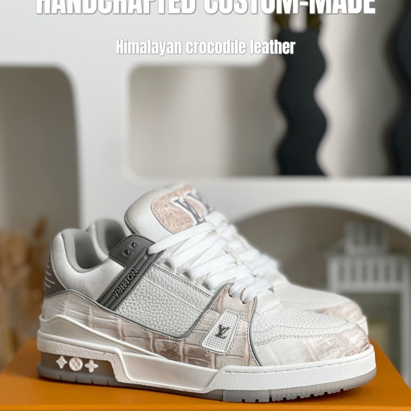 【Handmade Custom】L0*is V*t0n Himalayan Crocodile Leather Trainer Sneakers