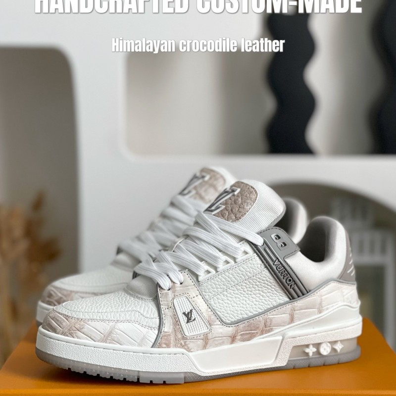 【Handmade Custom】L0*is V*t0n Himalayan Crocodile Leather Trainer Sneakers