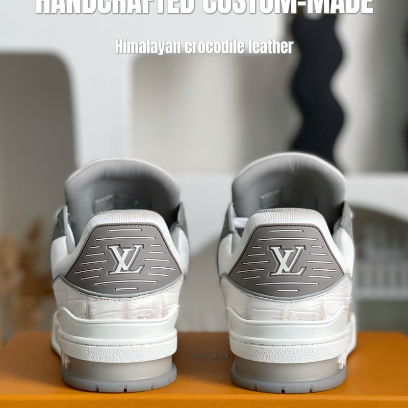 【Handmade Custom】L0*is V*t0n Himalayan Crocodile Leather Trainer Sneakers