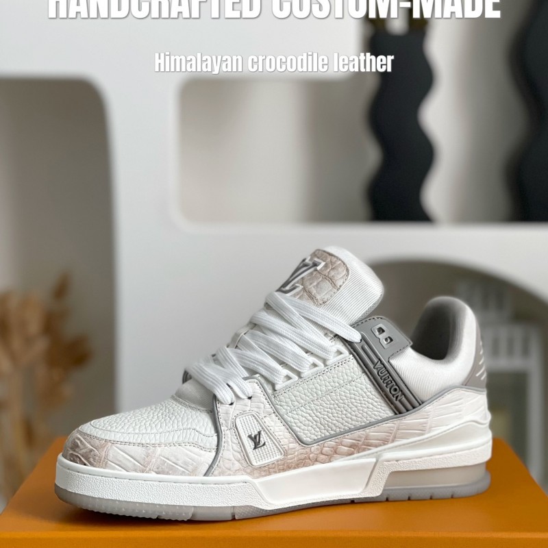 【Handmade Custom】L0*is V*t0n Himalayan Crocodile Leather Trainer Sneakers