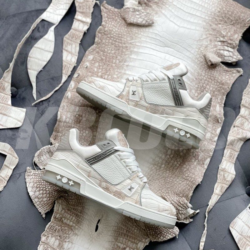 【Handmade Custom】L0*is V*t0n Himalayan Crocodile Leather Trainer Sneakers