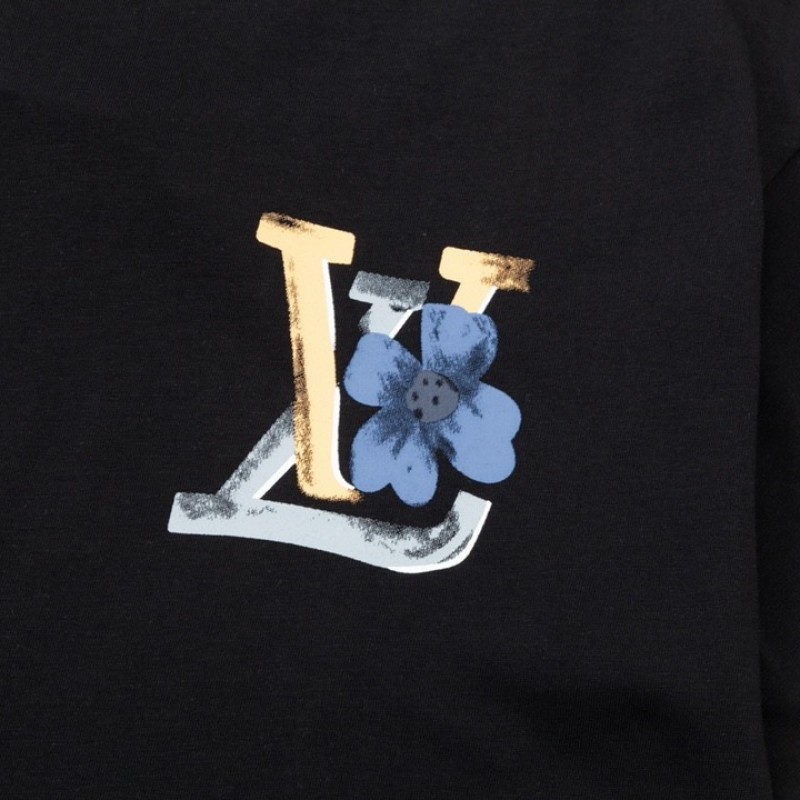 L0*is V*t0n Flowers printed with colored lettering t-shirt