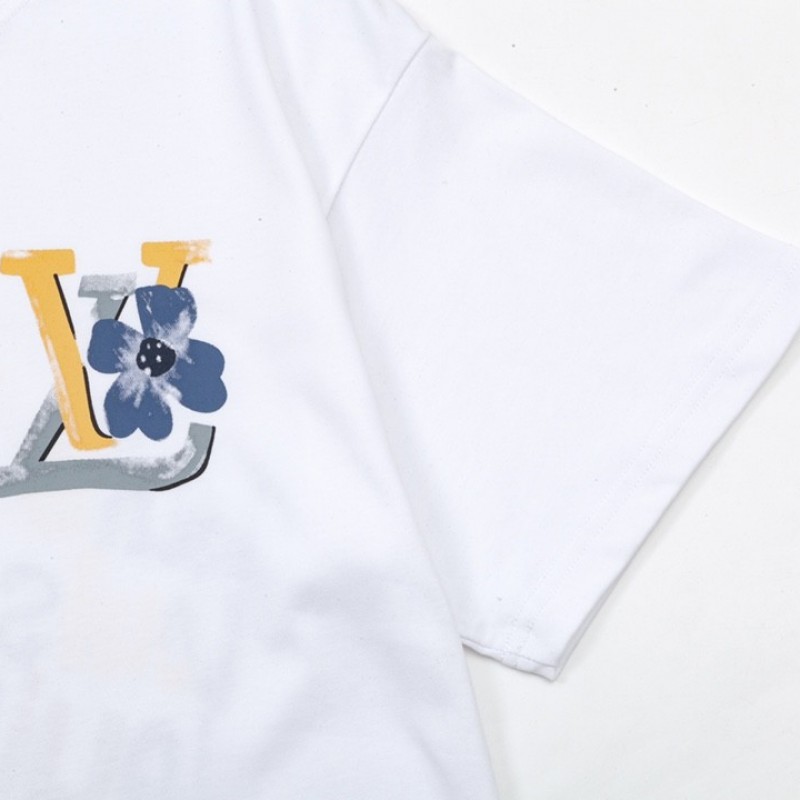 L0*is V*t0n Flowers printed with colored lettering t-shirt