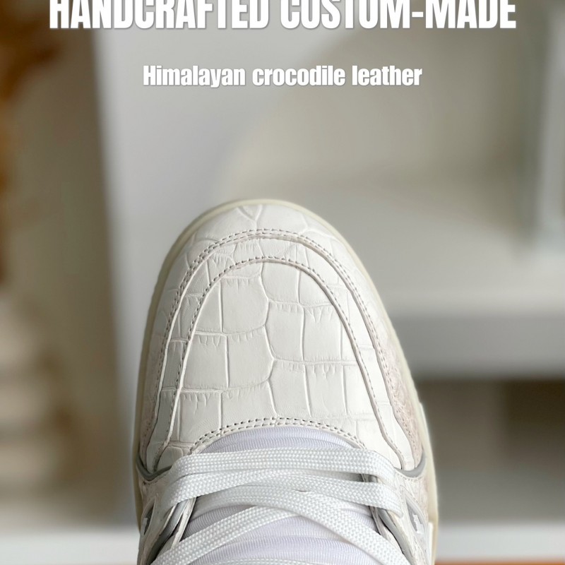 【Handmade Custom】L0*is V*t0n Himalayan Crocodile Leather Trainer Sneakers