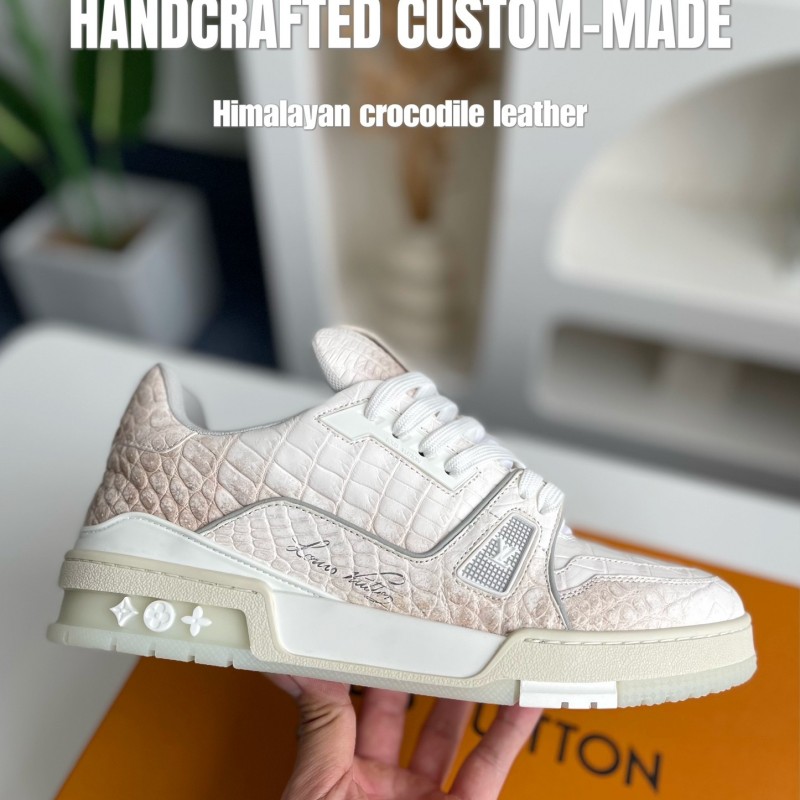 【Handmade Custom】L0*is V*t0n Himalayan Crocodile Leather Trainer Sneakers